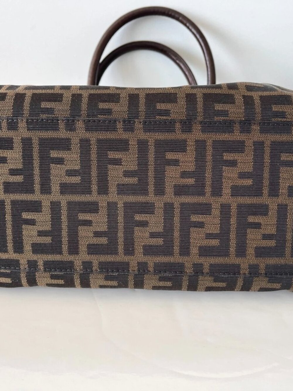 FENDI Zucca Du Jour Leather Trim Handle Canvas Tote w/Card & Dust Bag & Box - Picture 12 of 16
